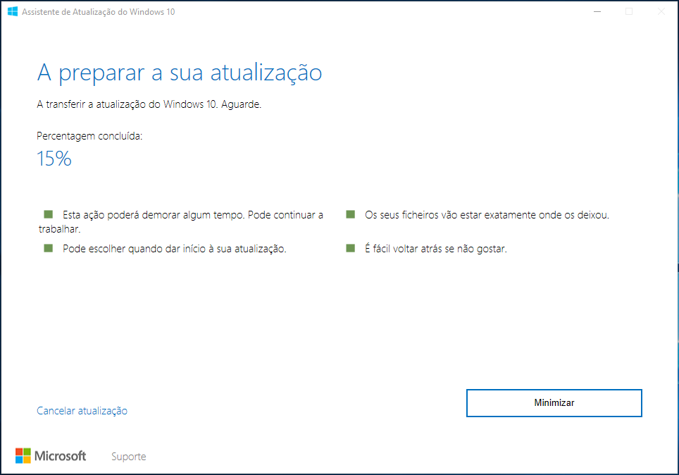 Assistente atualização Windows 10