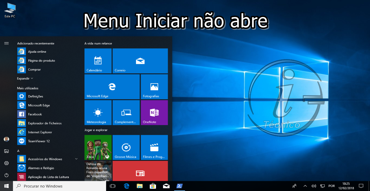 Menu Iniciar do Windows 10 não abre