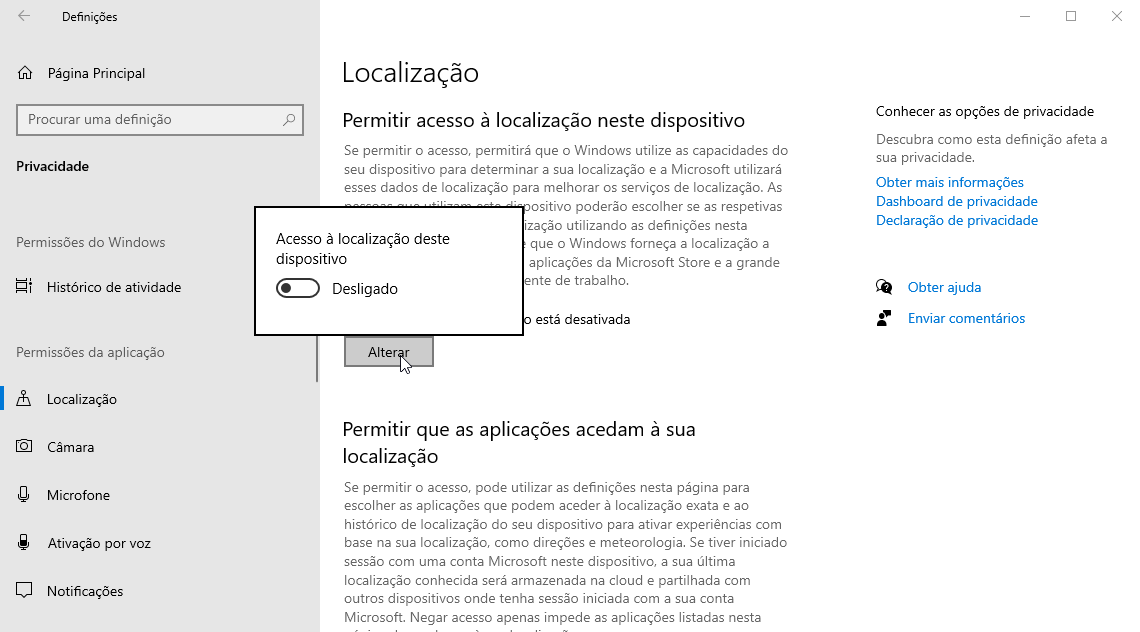 Windows 10 - Activar localização