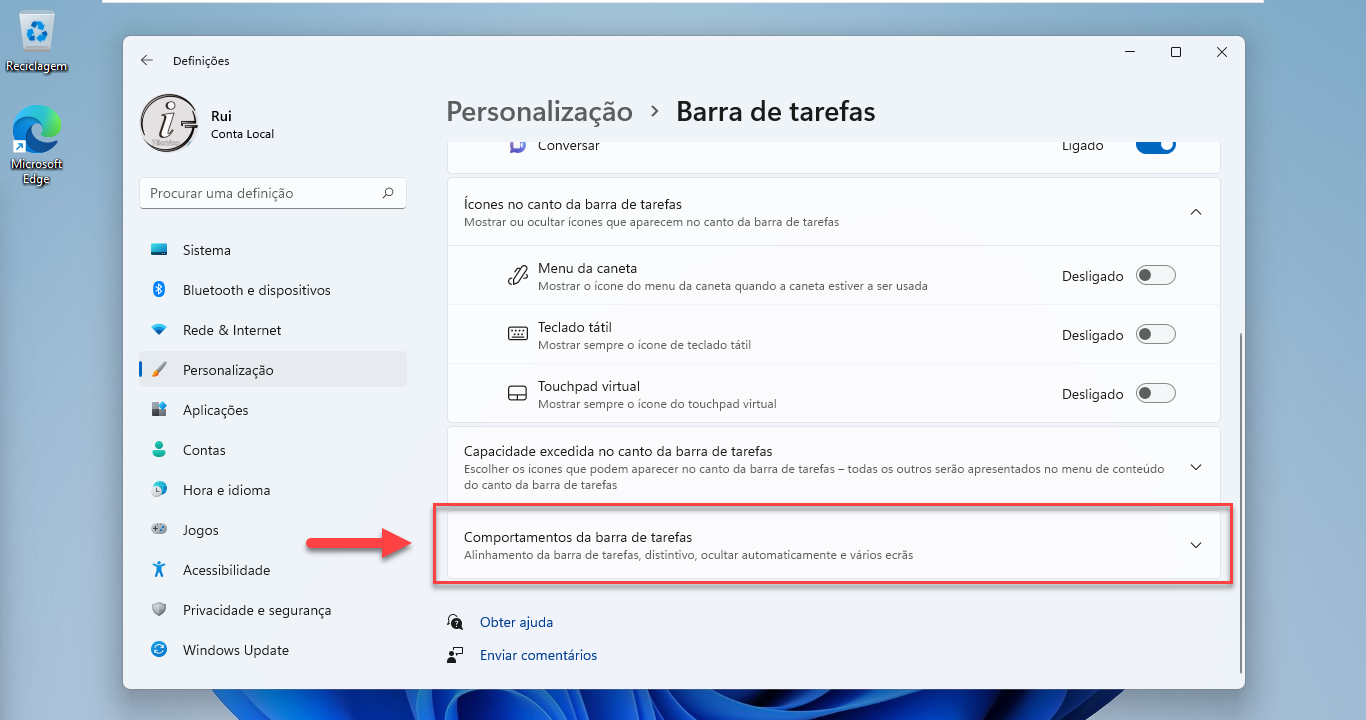 Windows 11 - Barra de Tarefas 