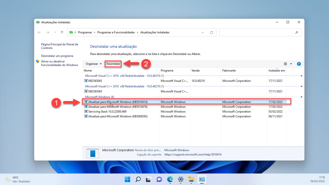 KB5010414 - Desinstalar a actualização do Windows 11 2022-02-18_11-18-29