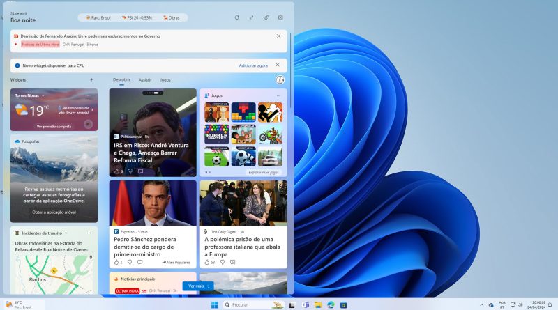 Windows 11 - Desactivar a abertura dos Widgets