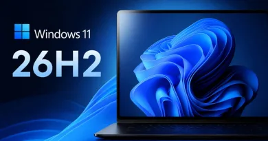Windows 11 26H2 apresentado num computador portátil.